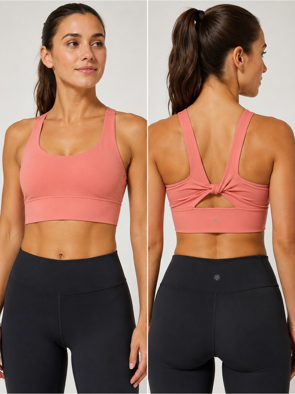 Athleta Warrior Longline Sports Bra A-C Cup in Bright Coral